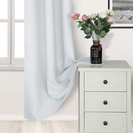 DWCN White Blackout Short Curtains Thermal Insulated Room Darkening Grommet Window Treatment Solid Block Light Curtain Drapes for Bedroom Living Room 38 x 45 Inches Long, 2 Thick Panels