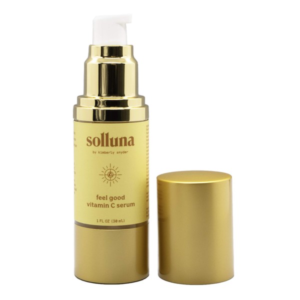Feel Good Vitamin C Serum — Solluna by Kimberly Snyder — Brightening & Firming Facial Serum — Hyaluronic Acid, Asc2P & Botanical Extracts — Natural, Cruelty-Free & Non-GMO