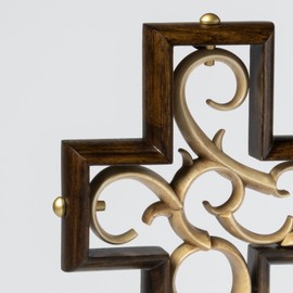 Stunning Umber Hardwood Wedding Unity Cross® with Vintage Ivory Color; Unity Candle Unity Sand Alternative