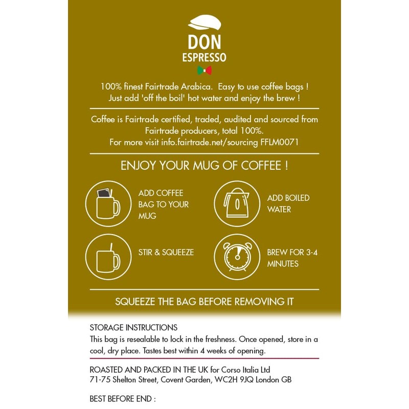 Don Espresso | Soave Arabica | 50 Coffee Bags |