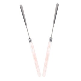 BIUDECO 2pcs Manicure Tools Spatula for Makeup Spatula Makeup Beauty Spatula Makeup Tools Foundation Spatula Mini Spatula for Cosmetics Cosmetic Spatulas Face Spatula Stainless Steel Pink