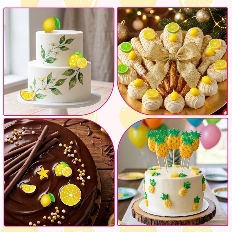 4 Pcs Lemon Lime Pineapple Chocolate Molds Silicone, Fruit Fondant