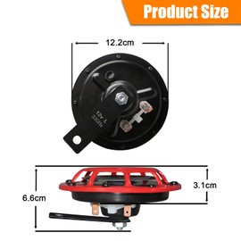 GAMPRO Car Horn Kit 12 V 135 dB Super Loud High and Low Tone Metal Twin Horn Kit with Holder for Cars Trucks SUVs Motorcycles Off Road Boats (Red)