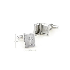 MRCUFF Bible Locket Picture Photo Holder Pair Cufflinks in a Presentation Gift Box & Polishing Cloth