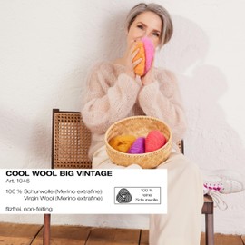 LANA GROSSA Cool Wool Big Vintage Merino Classic with Tone-on-tone Colour Effect Hand Knitting Yarn Made of 100% Virgin Wool (Extra Fine Merino) 50 g Wool for Knitting and Crocheting 120 m Yarn FB 7166