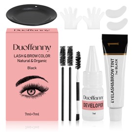 2-In-1 Eyelash & Eyebrow Kit, Professional Lash and Brow Color Kit, Lasting for 6 Weeks DIY Hair Coloring for Salon & Home Use 7ml (Natural Black)