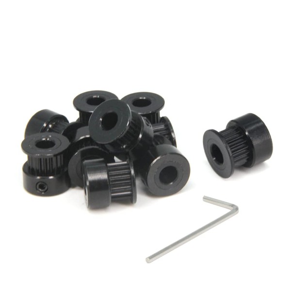 Zeberoxyz 10pcs/Set GT2 Pulleys Wheel 20 Teeth 6.35mm Bore Black