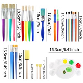 DALAETUS 30 Pieces Brushes for Children, Children's Brush Set with Palette, Flat and Colourful Painting Brushes for Children, Students, Beginners, Toddlers, Children, School, Classroom, Art Lessons
