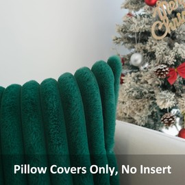 JOJUSIS Pack of 2 Faux Fur Plush Decorative Throw Pillow Covers Couch Cushion Case Soft Pillowcases (Dark Green, 18 x 18-Inch)