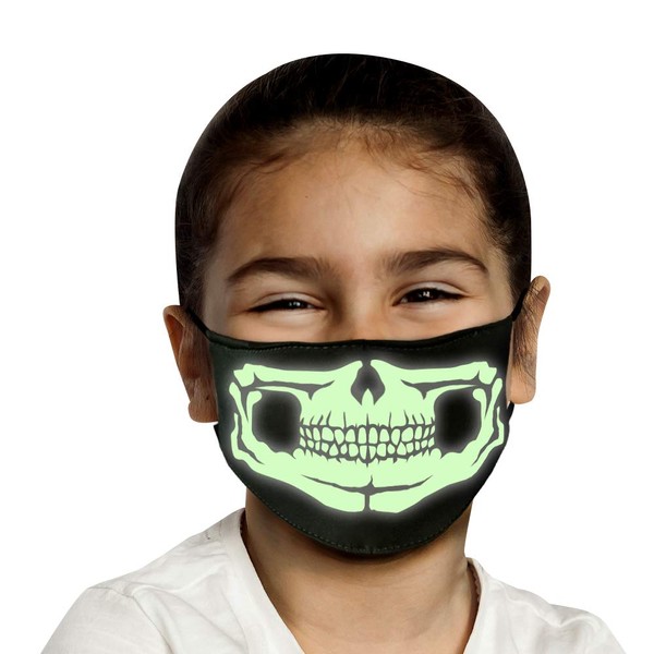 PURIAN Kids Reusable Halloween Face Mask, Glow in the Dark Child Mask USA MADE