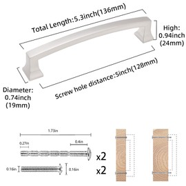 COTYKILEY 10 Pack 5 Inch(128mm) Brushed Satin Nickel Cabinet Handles Kitchen Cabinet Pulls Cabinet Door Handles Kitchen Cabinet Hardware Cupboard Drawer Pulls Dresser Handles