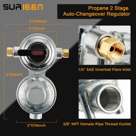 SURIEEN 2 Stage Automatic Changeover LP Propane Gas Regulator, RV 2 Stage Propane Regulator, LP Auto Changeover Regulator for 2 Tanks Gas Regulators for RVs, Campers, Vans, Trailers
