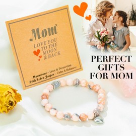 VICKHU Mothers Day Gifts From Daughter Son Crystal Moonstone Bracelet for women Birthday Thanksgiving Day Christmas Valentine's Day Gifts for mom auntin grandma mommy (mom-pink)