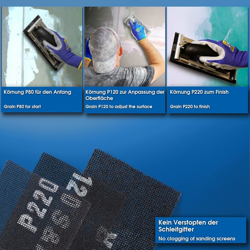 S&R Drywall Sanding Mesh Set, 30 Grid Cloth Sanding Sheets