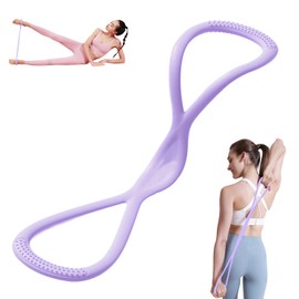Victoriousact Resistance Bands, Figure 8 Exercise Bands for Women Men, Yoga Gym Resistance Band for Working Out, with Handles for Glutes, Back, Fullbody Yoga Pulling Rope (Purple)