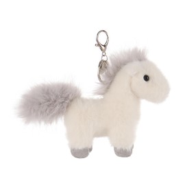 Apricot Lamb Whild Pony Horse Cute Keychain, Soft Stuffed Plush Keychain Toys for Kids’ Backpack, Purse, 5.2 Inches (White)