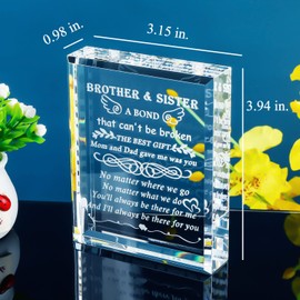 YWHL Meaningful Gifts for Brother from Sister, Laser Engraving Crystal Keepsake for Sister and Brother, Sister Birthday Gifts from Brother