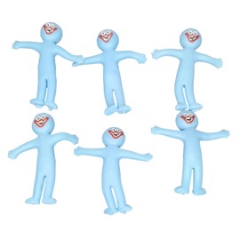 Fat-catz-copy-catz 6x Blue Happy Emoji Face Elastic Squishy Stretchy Men Pull Sensory Toys for Party Bags Fillers Pinata