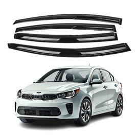 Fits for Kia Rio Sedan 2012 2013 2014 2015 2016 2017 Smoke Window Visor Set - Sun, Rain, and Vent Protection, 4-Pieces Tape-On Window Deflector Guard Kit