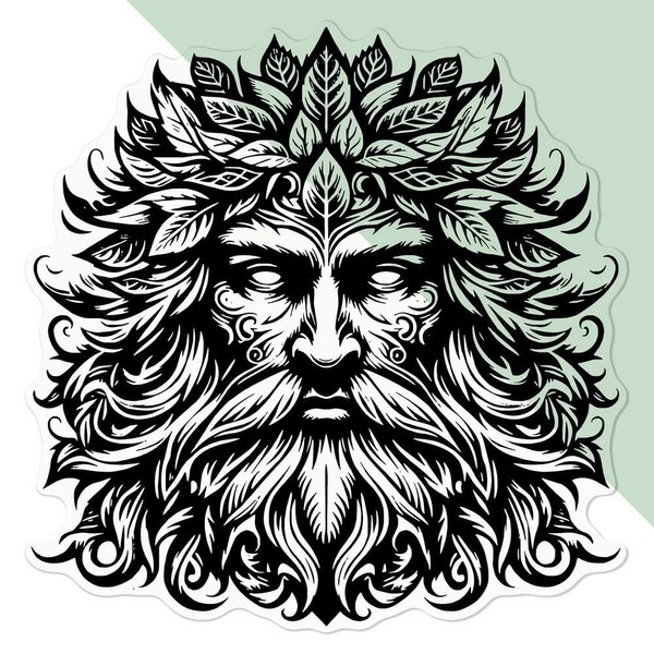 Large 210mm 'Green Man Portrait' Transparent/Clear Sticker Decal for Windows/Cars/Walls
