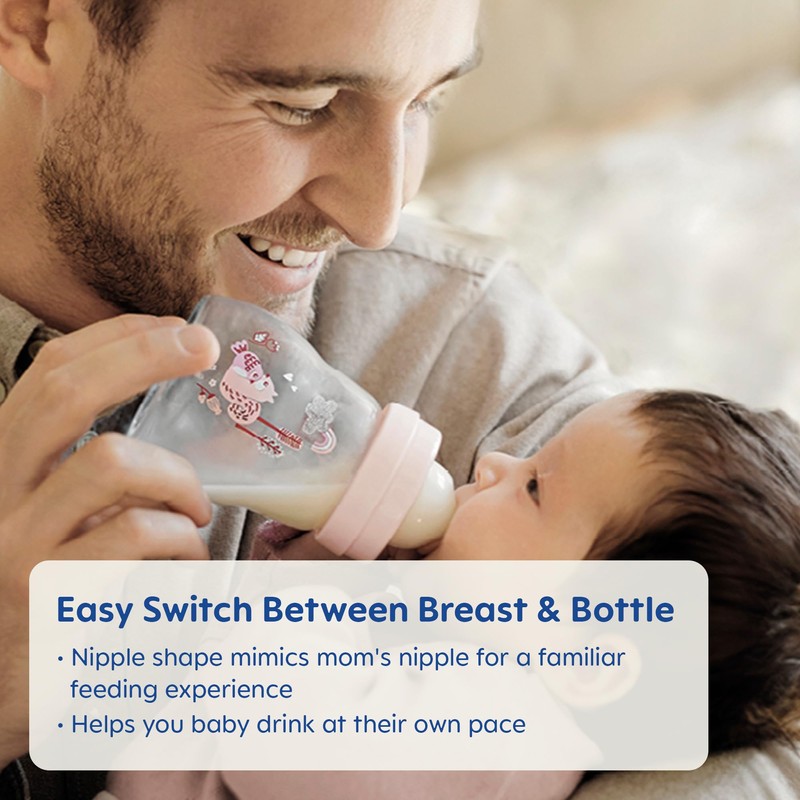 MAM Feel Good Slow Flow Premium Glass Bottle, Easy Switch