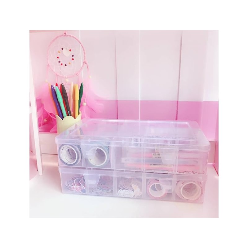Plastic Organizer Container Storage Box Clear Jewelry Art Craft Box
