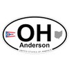 US Decal, Inc. Anderson, Ohio Oval Sticker with State Flag