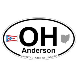 US Decal, Inc. Anderson, Ohio Oval Sticker with State Flag