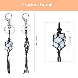 WEWAYSMILE 4 Pcs Empty Keychain Crystal Holder Unfinished Macrame String Lanyard Stone Crystal Holder Unique Crystal Keychain Crystal Cage Keychain Holder