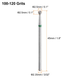 HARFINGTON 10pcs 100-120 Grits Diamond Grinding Bit 2.5mm Ball Head 2.35mm Shank 2.5mm Length Stone Sanding Drill Bits Rotary Tool for Ceramic Glass Nails Grinding Polishing