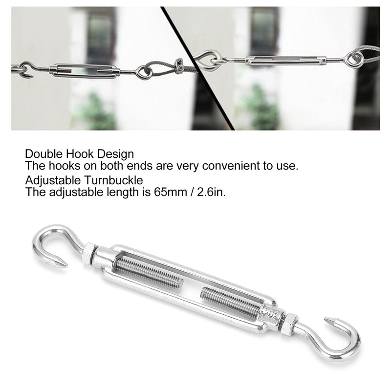 4Pcs Hook to Hook Turnbuckle Stainless Steel Hardware Kit for