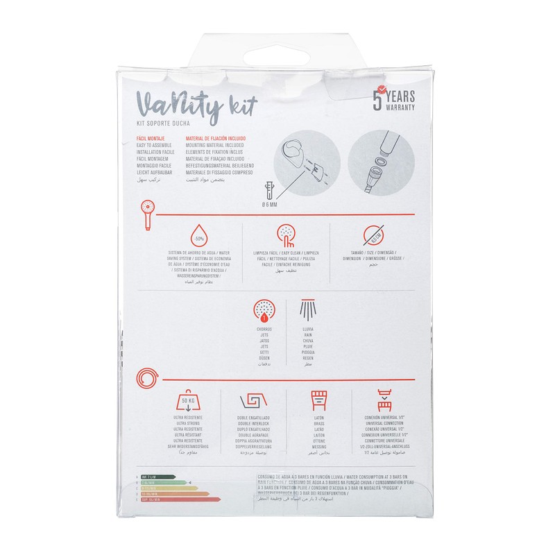 Tatay 3380109 Vanity 1 Complete Shower Kit, Silver, One Size