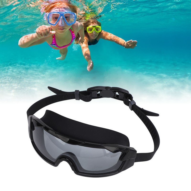 Swim Goggles with Earplugs PC Silicone Clear Lens Wide View