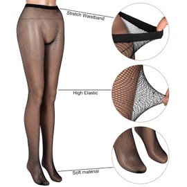Geyoga 3 Pairs Rhinestone Fishnets Stockings for Women Glitter Fishnets Sparkly Stockings Tights One Size Fit All