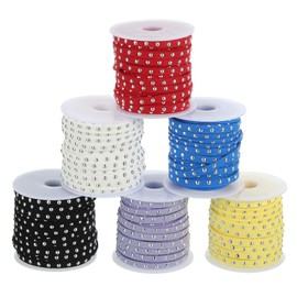 PATIKIL 65.5 Yards Studded Faux Suede Cord Rope for Jewelry Making, 6Pcs Each 10m 5mm Silver Rivets, Black/White/Red/Yellow/Bright Blue/Light Purple