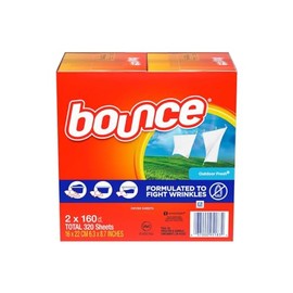 Bounce Hojas suavizantes de tela para quitar arrugas y estáticas, frescas para exteriores, paquete de 2 (320 hojas)