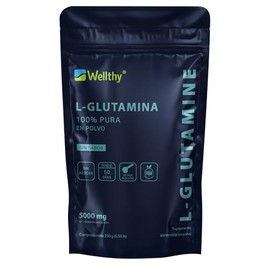 Wellthy Glutamina de Alta Pureza 250g. 100 Natural, 5g Por Porción, 50 Porciones por Envase, Sin Sabor, Solubilidad Instantánea, Incluye Cuchara...   