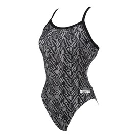 ARENA Kikko Womens Chlorine Resistant Athletic One Piece Swimsuit, Bathing Suit for Lap Swimming, Swim Competition & Water Sports-Black-Multi Black