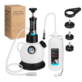DURATECH 2L Manual Brake Bleeder Kit with 3 Master Cylinder Adapters, One Person Brake Fluid Pressure Bleeder with 1L Refilling Bottle, Large Capacity, Compatible with Most Vehicles