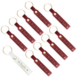 LADY&HOME 10 Packs Bride Keychain Bridesmaids Proposal Gifts Keychains,Bridesmaids Gifts Maid of Honor Bride Tribe Keychains for Bachelorette Party, Bridal Shower(Wine Red)