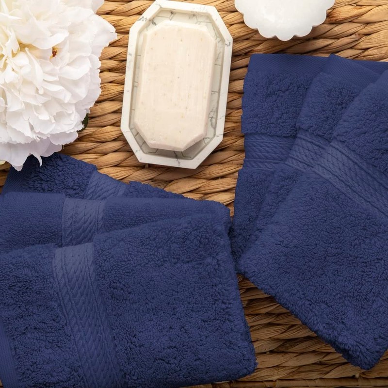 6-Piece Face Towel Set, Premium Long-Staple Cotton, 900 GSM, Navy