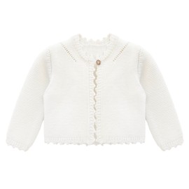 Lilax Baby Girls' Long Sleeve Shrug, Knit Girls Cardigan, Childrens Bolero Cream