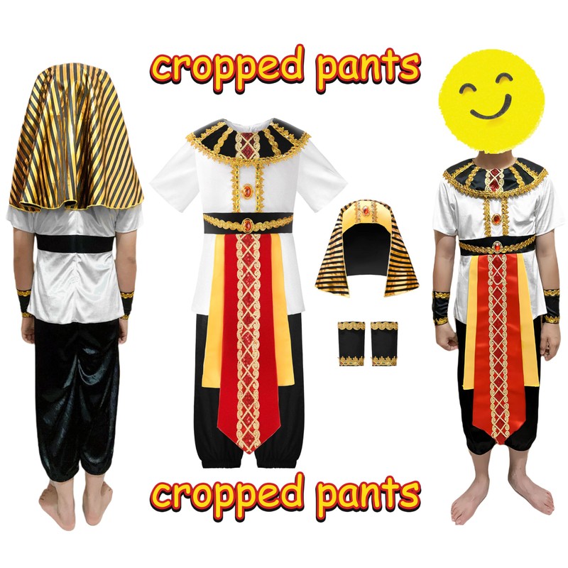 ReliBeauty Pharaoh Costume Egyptian King Children Boy with Headpiece, 130