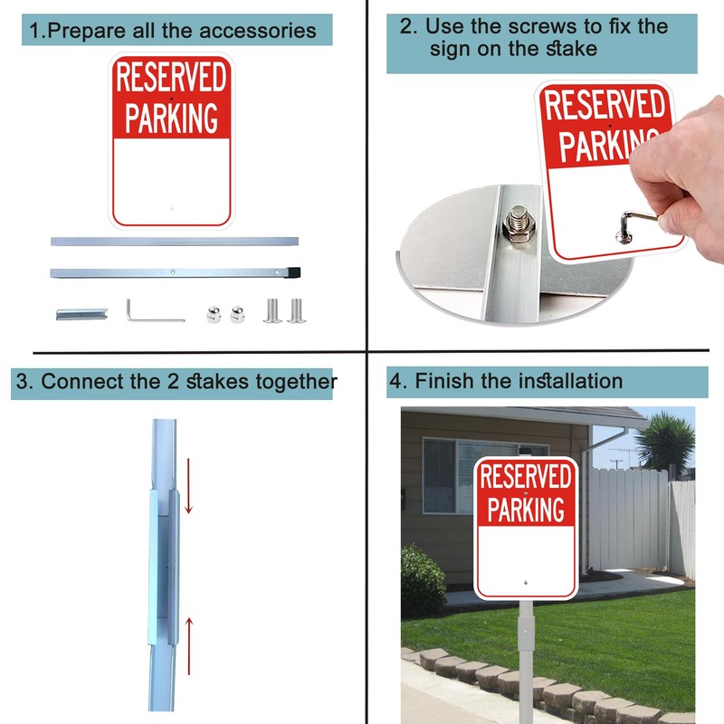 2Pack Blank Reserved Parking Sign with 36" Stakes, Write-On Sign