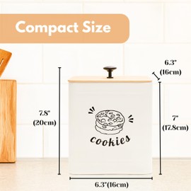 PERFNIQUE Cookie Jar with Lid Airtight, Cookie Tin with Bamboo Lid, Cute Cookie Jars for Kitchen Counter Decorative, 1 Gallon Food Storage Container for Candy, Cookies, Dessert, Farmhouse Home Decor