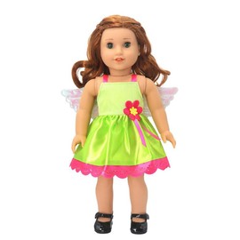 NIXNUT Doll Clothes Dress with Wings Angel Elf Outfit with Flower for 18 Inch American Girl Doll