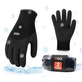 Vgo... 2 pairs Thermal Winter Work Gloves Palm Latex for Freezer Gardening Digger Warehouse Delivery in Cold Weather