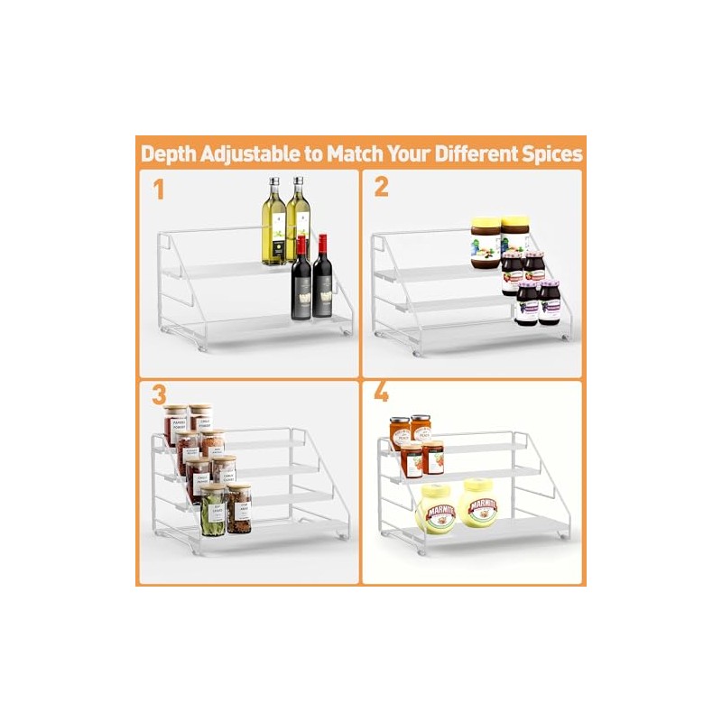 Gucass Pack of 2 4 Tier Spice Rack, Standing, Spice