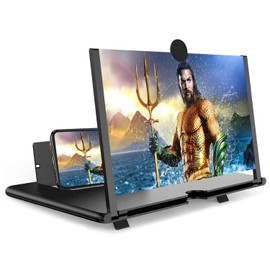 16 inch Phone Screen Magnifier, Screen Magnifier for Cell Phone, Smartphone Foldable Screen Magnifier, Mobile Phone Amplifier Fit for All Smartphone (Black-16inch)