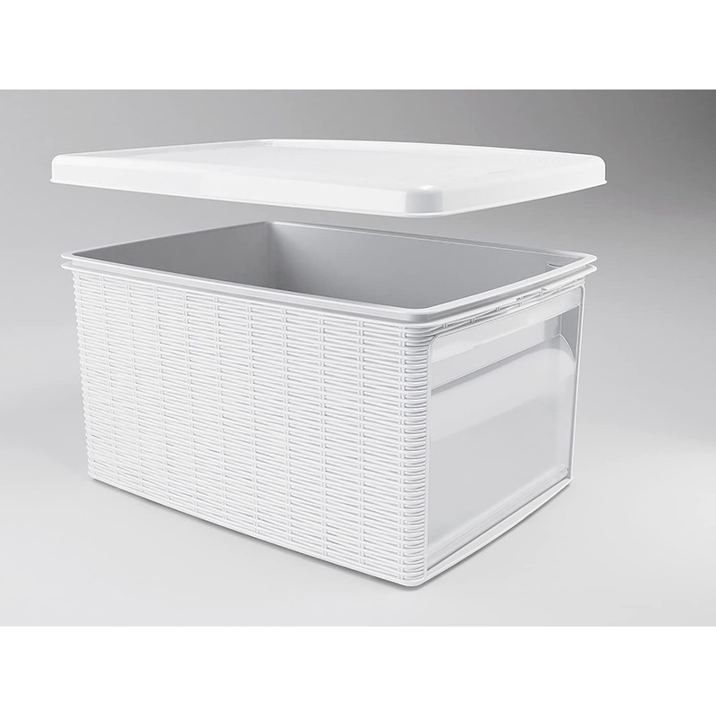 Stefanplast "Elegance Storage Box with Lid, White, 19 x 29